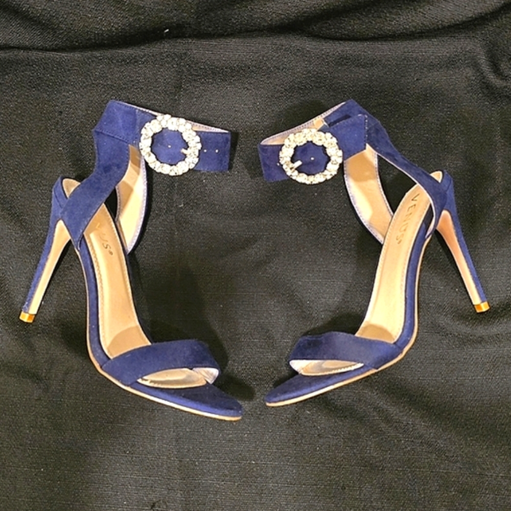 Venus Royal Blue Suede Heels, Size 6.5 - Picture 3 of 4